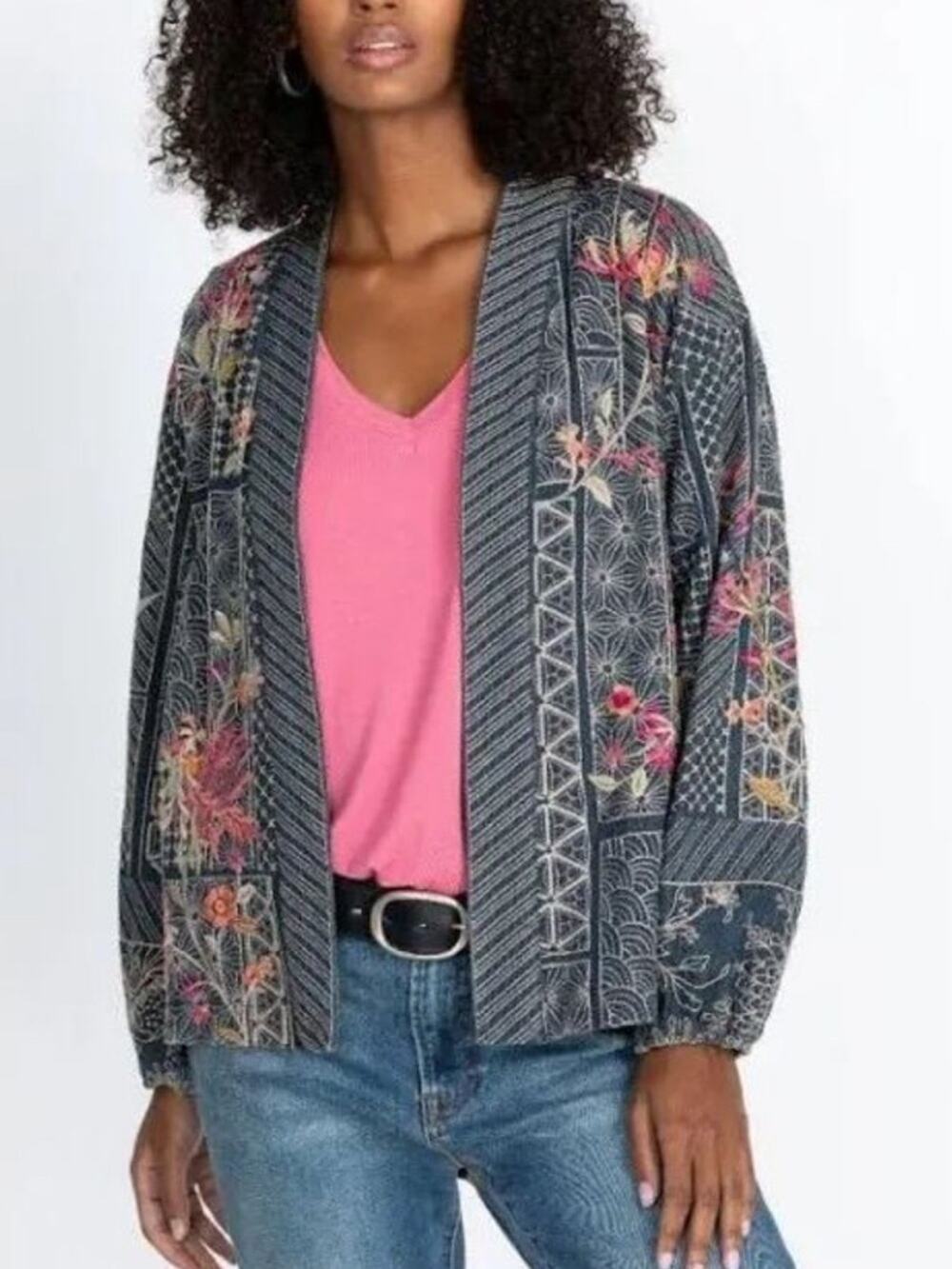 Johnny Was Viviana Bishop Sleeve Kimono Top Medium